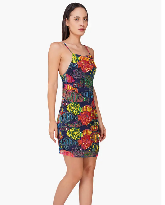 FISH MULTI BEADED SHORT DRESS