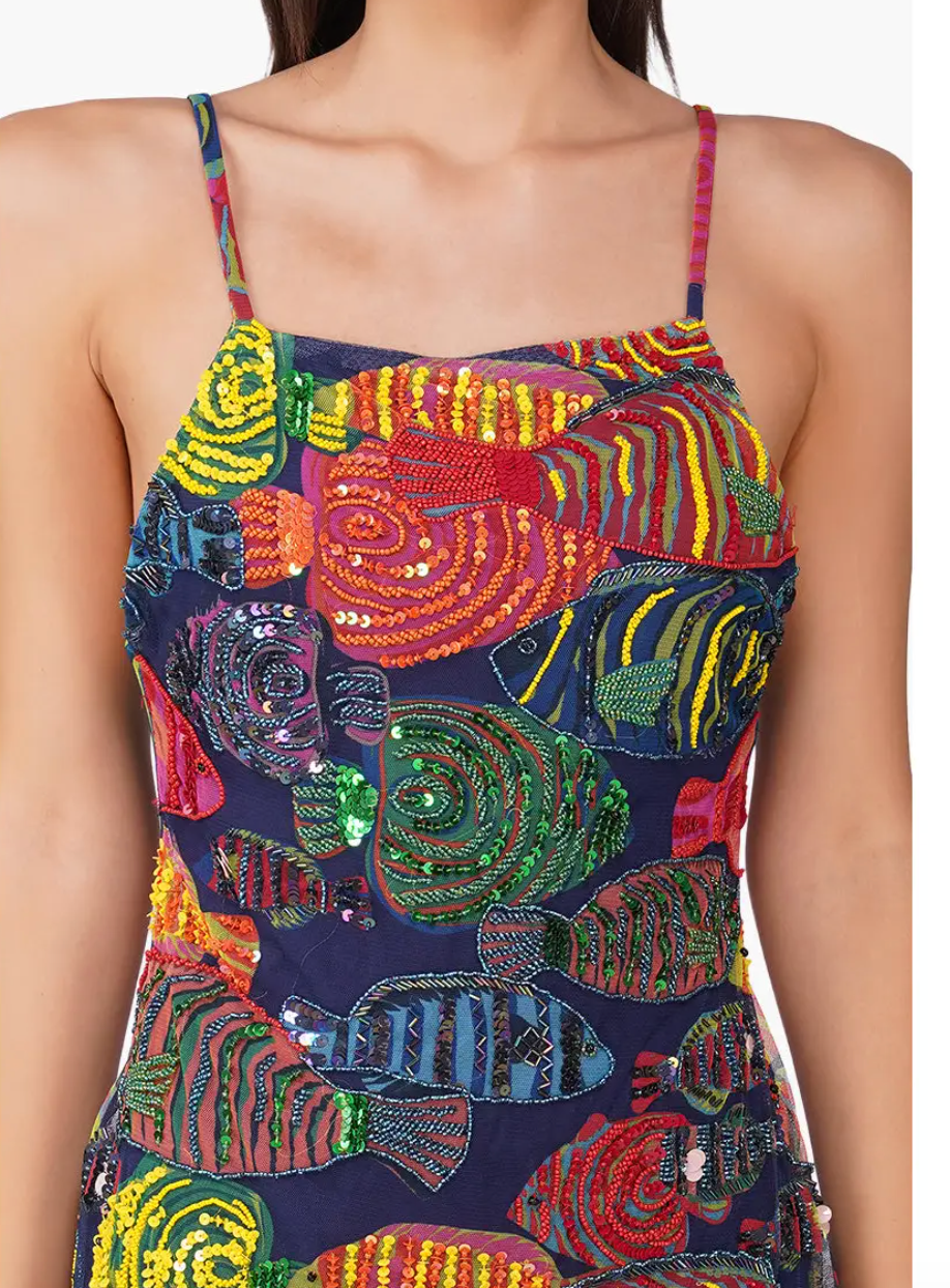FISH MULTI BEADED SHORT DRESS