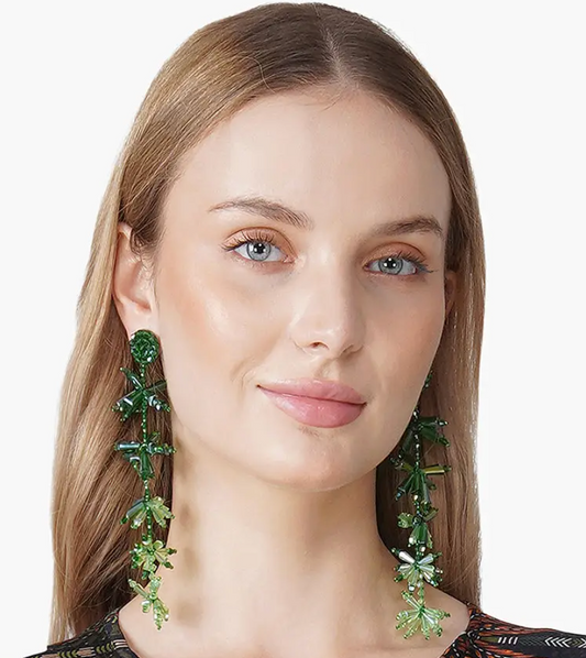 BEADED POMS EARRINGS