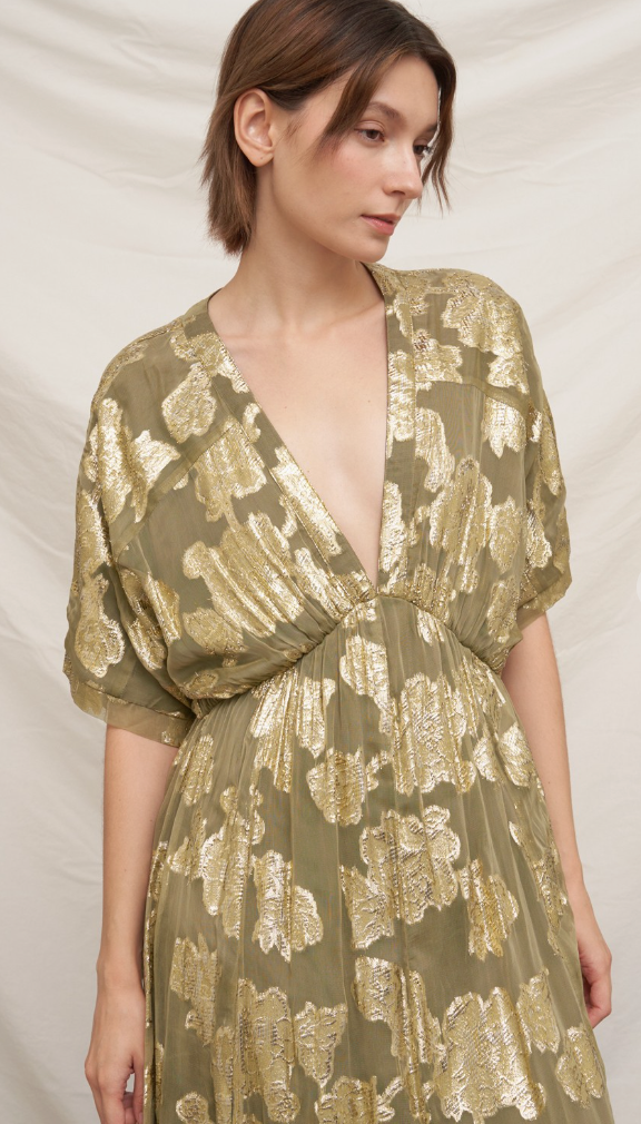 OLIVER GOLD VNECK KIMONO DRESS