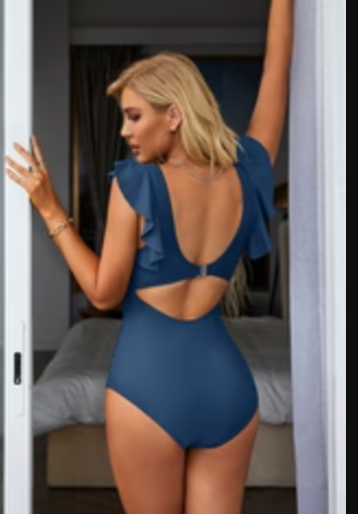 LIGHT BLUE TWIST CUT OUT SWIMSUIT