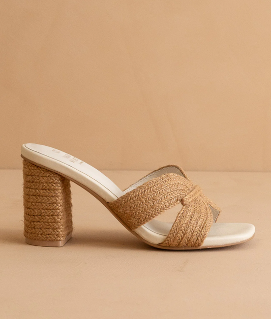 SANTIAGO RAFFIA HEEL SANDAL