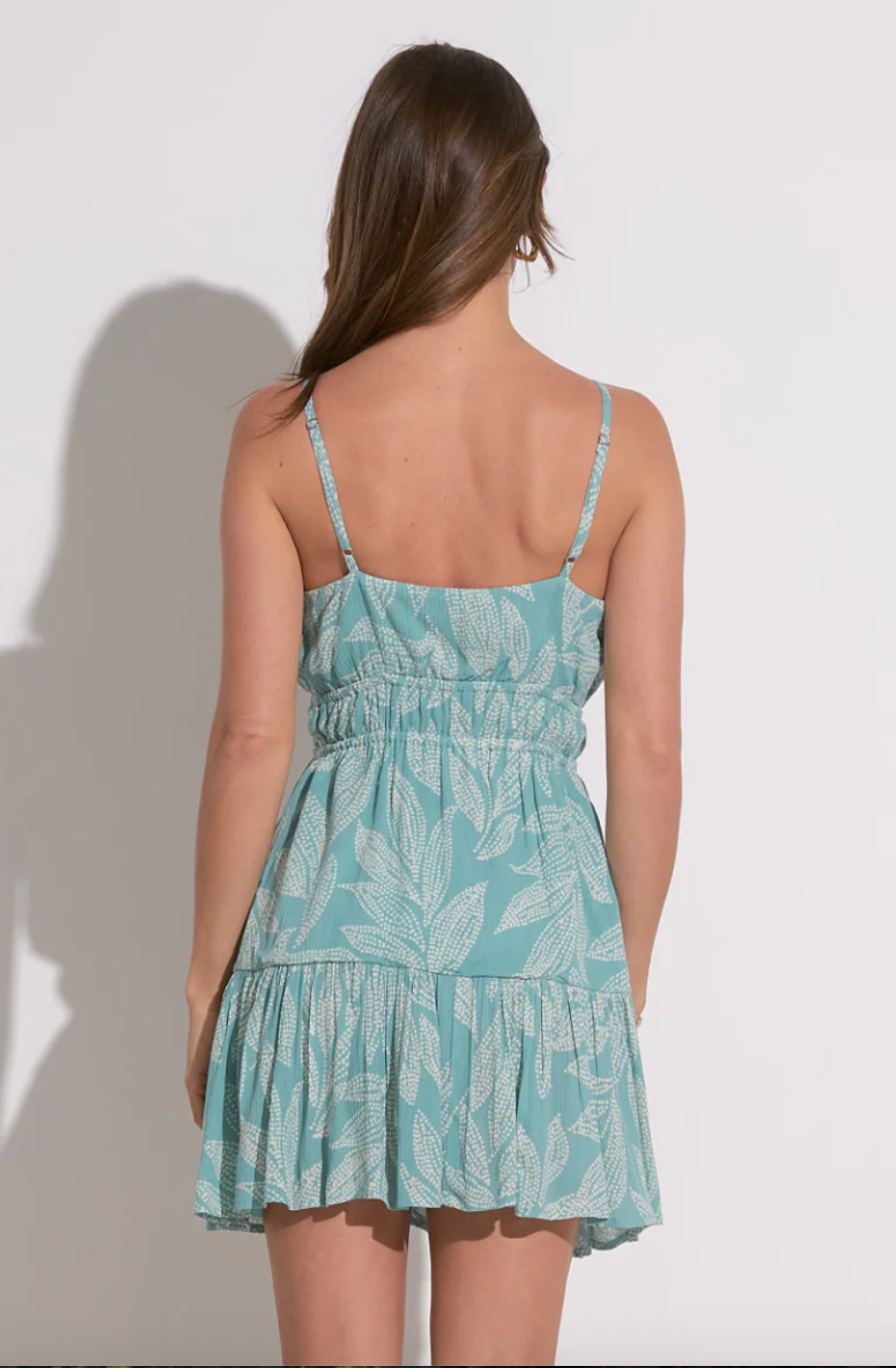 LEAH'S STRAPPY PALM LEAF MINI DRESS