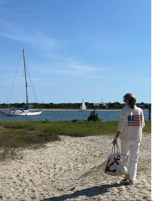 ALL AMERICAN CABLE KNIT FLAG SWEATER