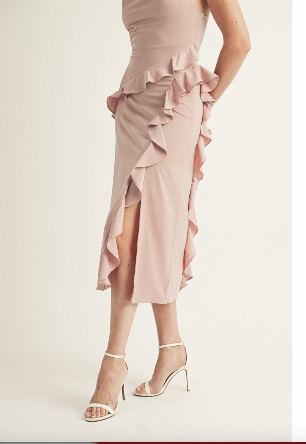 MAUVEALESS RUFFLE DRESS