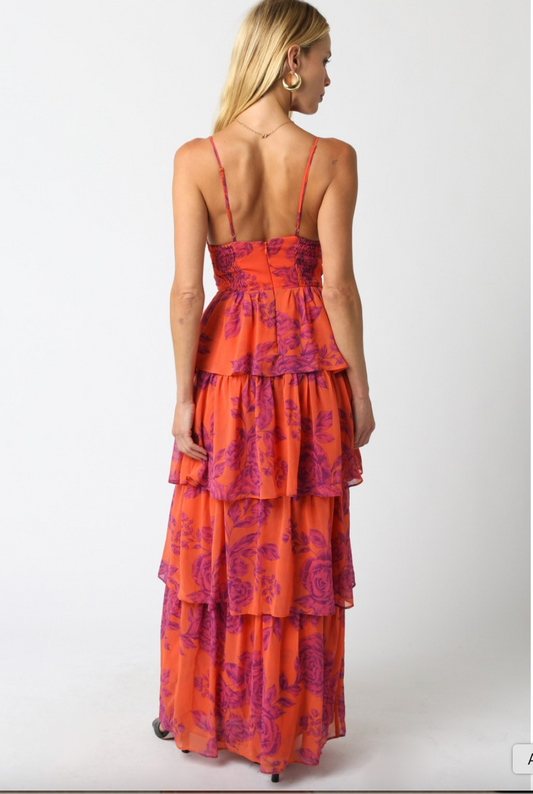ORANGE JULIUS RUFFLE TIER DRESS