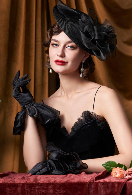 SHORT RUFFLE SATIN GLOVE