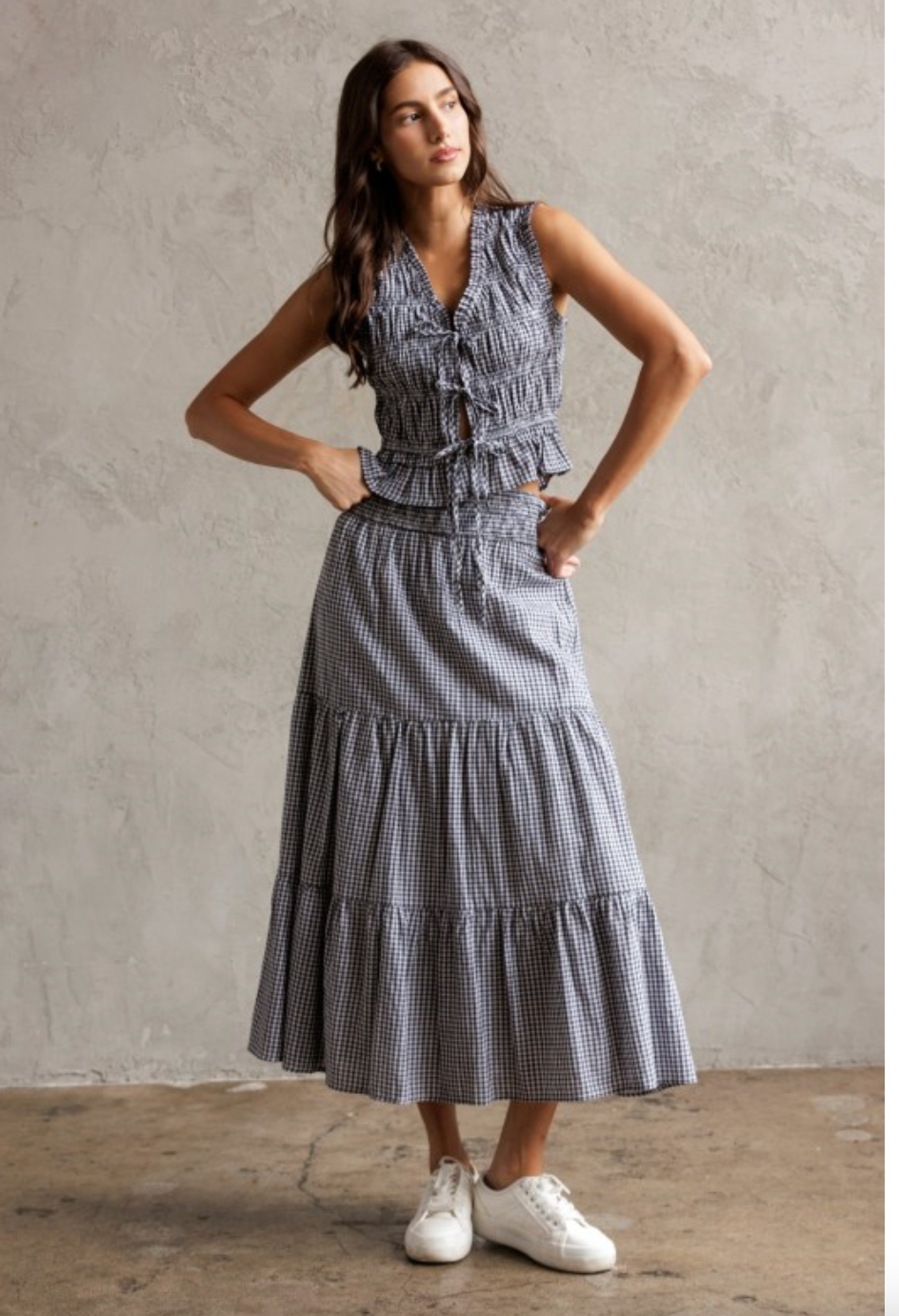 CHECKERS TOP AND SWEATER SET