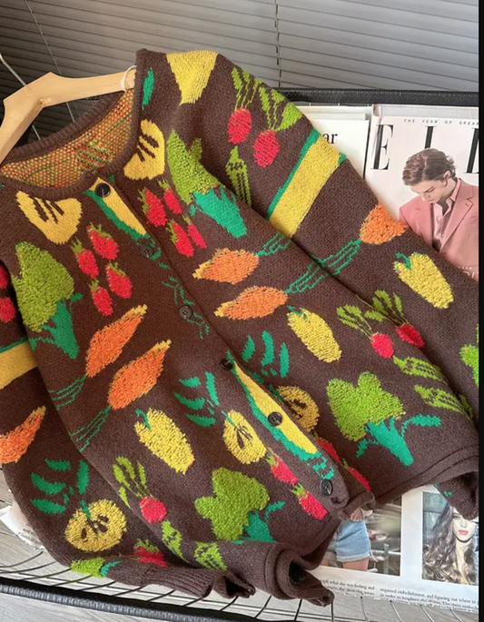 FILL YOUR VEGGIE BASKET CARDIGAN