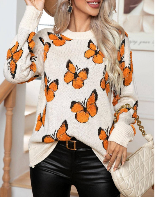 BUTTERFLY JACQUARD SWEATER