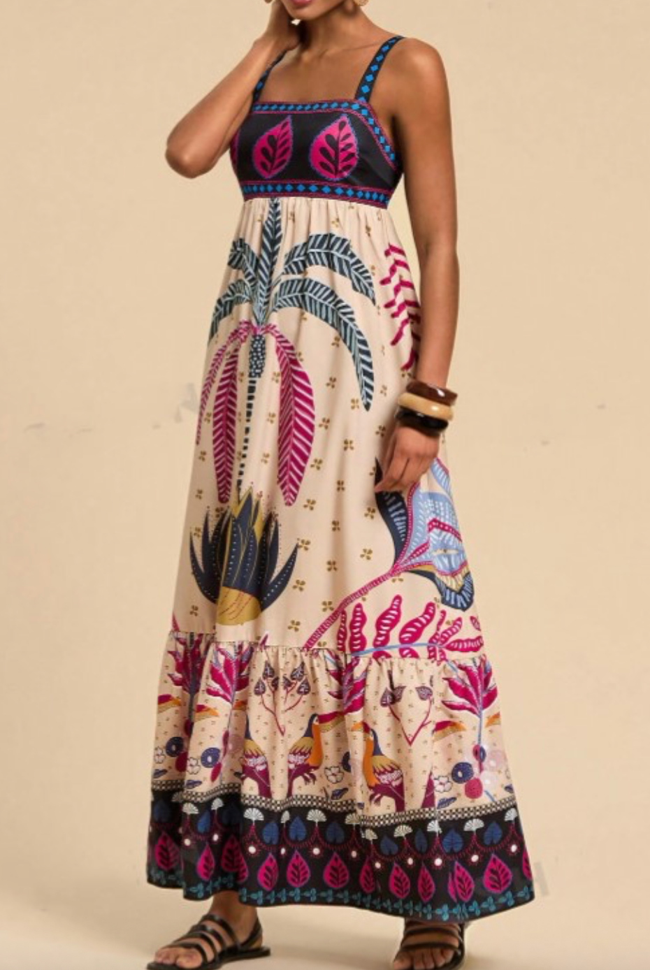 TROPICAL TOTEM PRINT DRESS