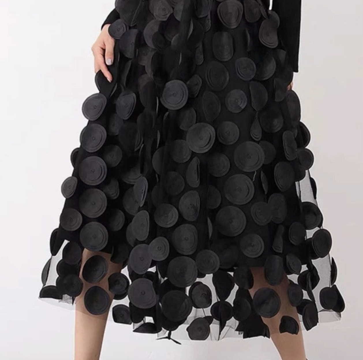 HIGH-WAISTED POLKA DOT A-LINE SKIRT