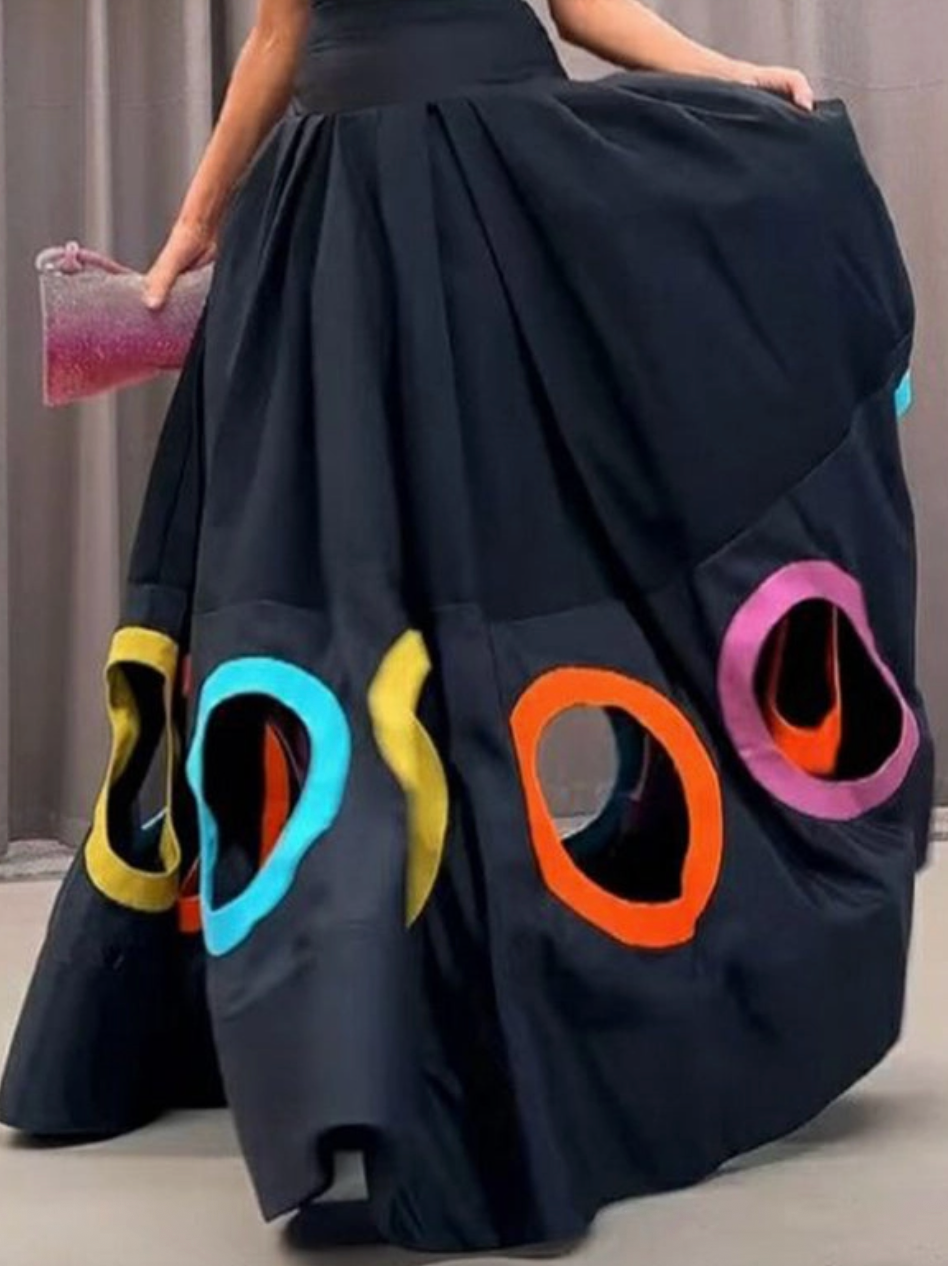 HOLLOW PLEATED SLEEVELESS ROUND-NECK MAXI DRESS