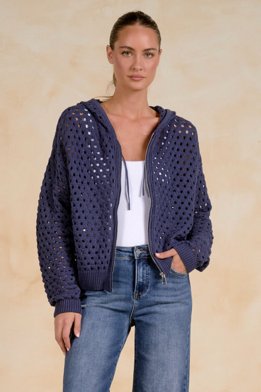 LEVY WHOLLY ZIP CARDY SWEATER