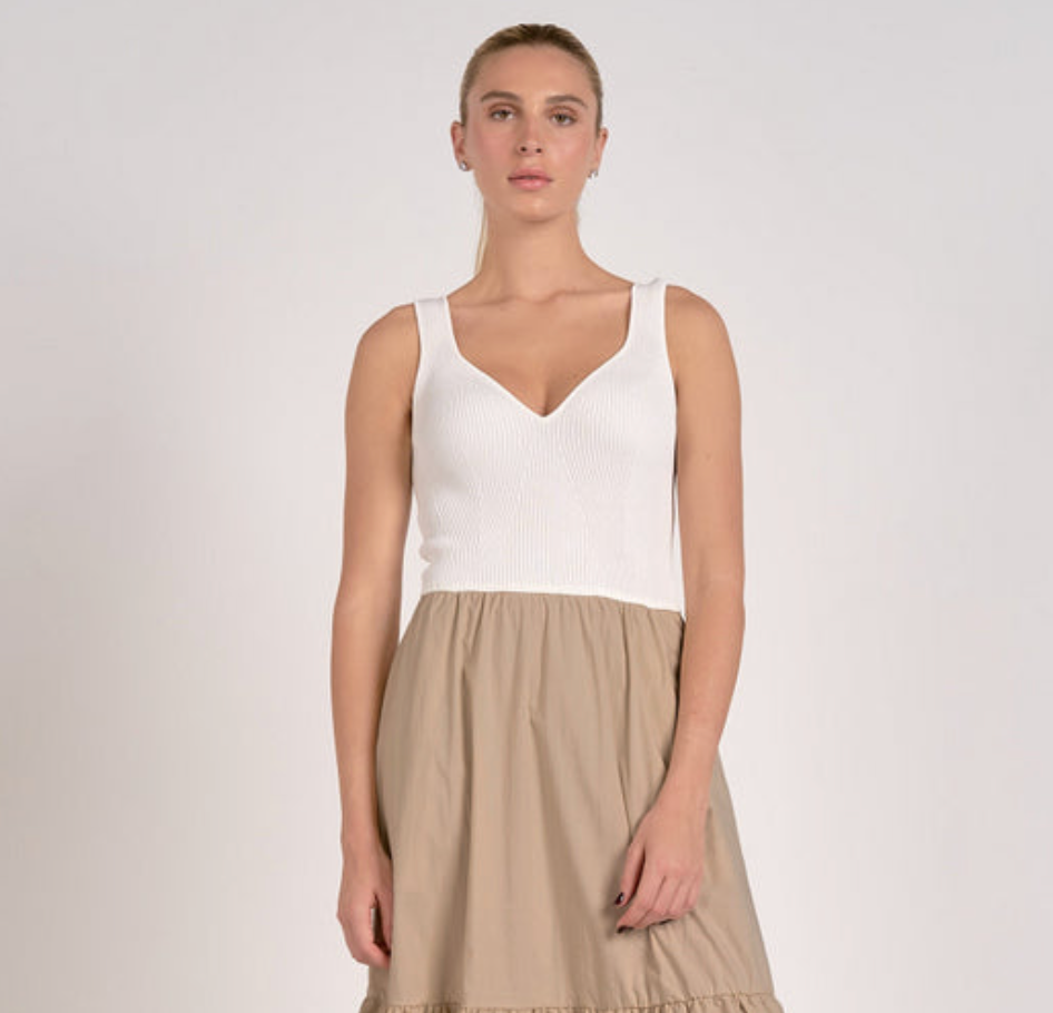 SHORT MIXED MEDIA DRESS