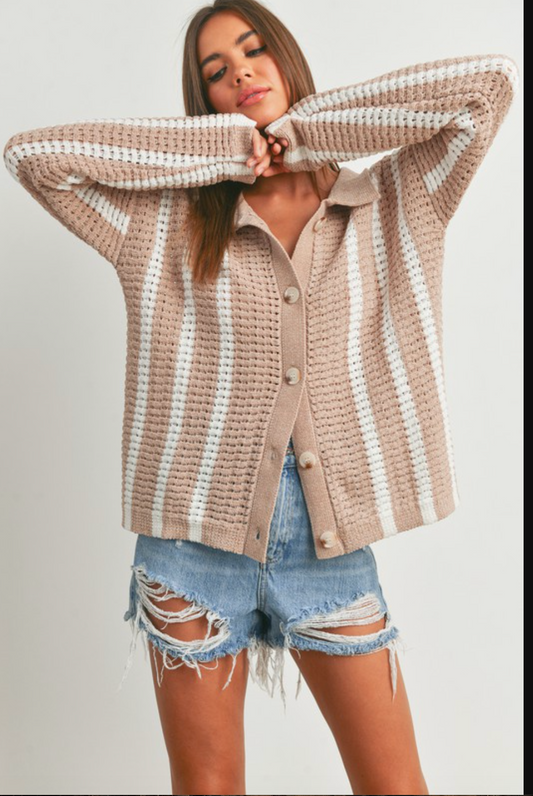 BUTTER SOFT STRIPED CARDIGAN SWEATER
