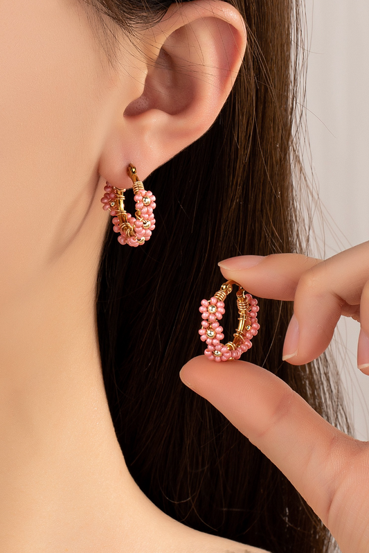 CORAL SEED SMALL HOOP EARRINGS
