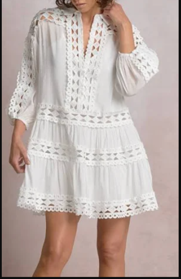 INTRICATE WHITE LACE DETAIL SHORT DRESS