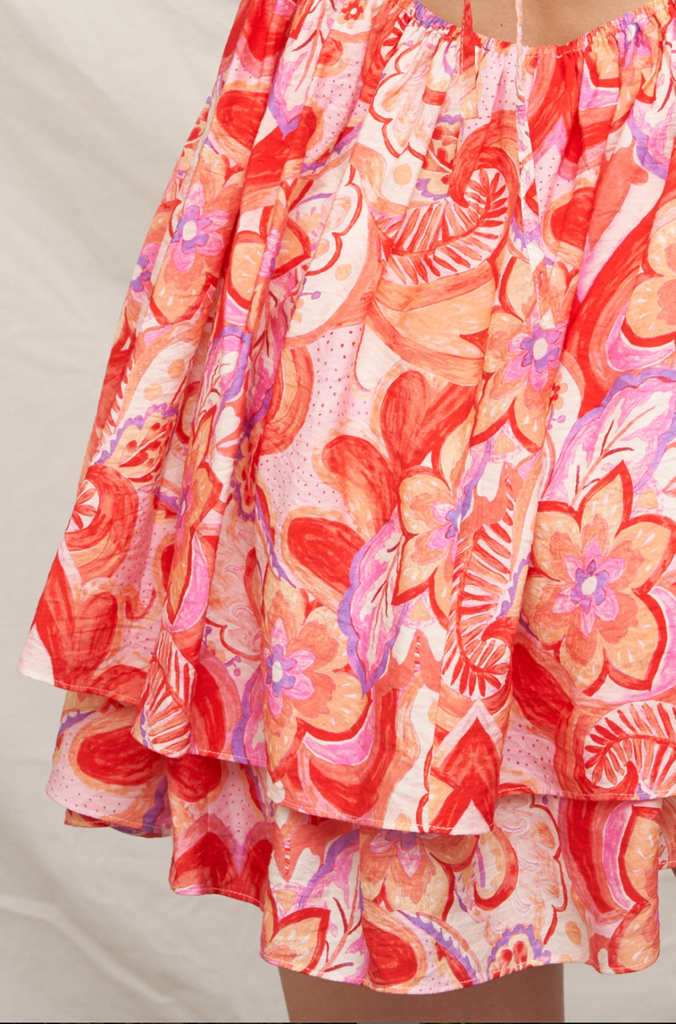 CORAL DANCE OPEN BACK SHORT DRESS