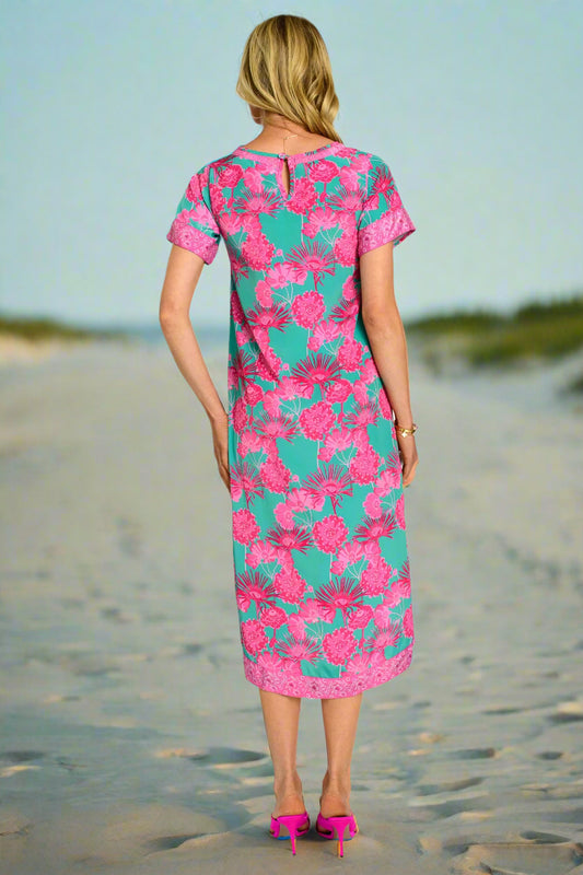 ONION ORNAMENTAL FLOWER MIDI DRESS