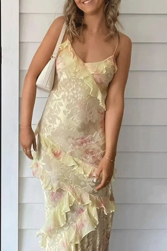 BURNT OUT YELLOW LAYERED DRESS