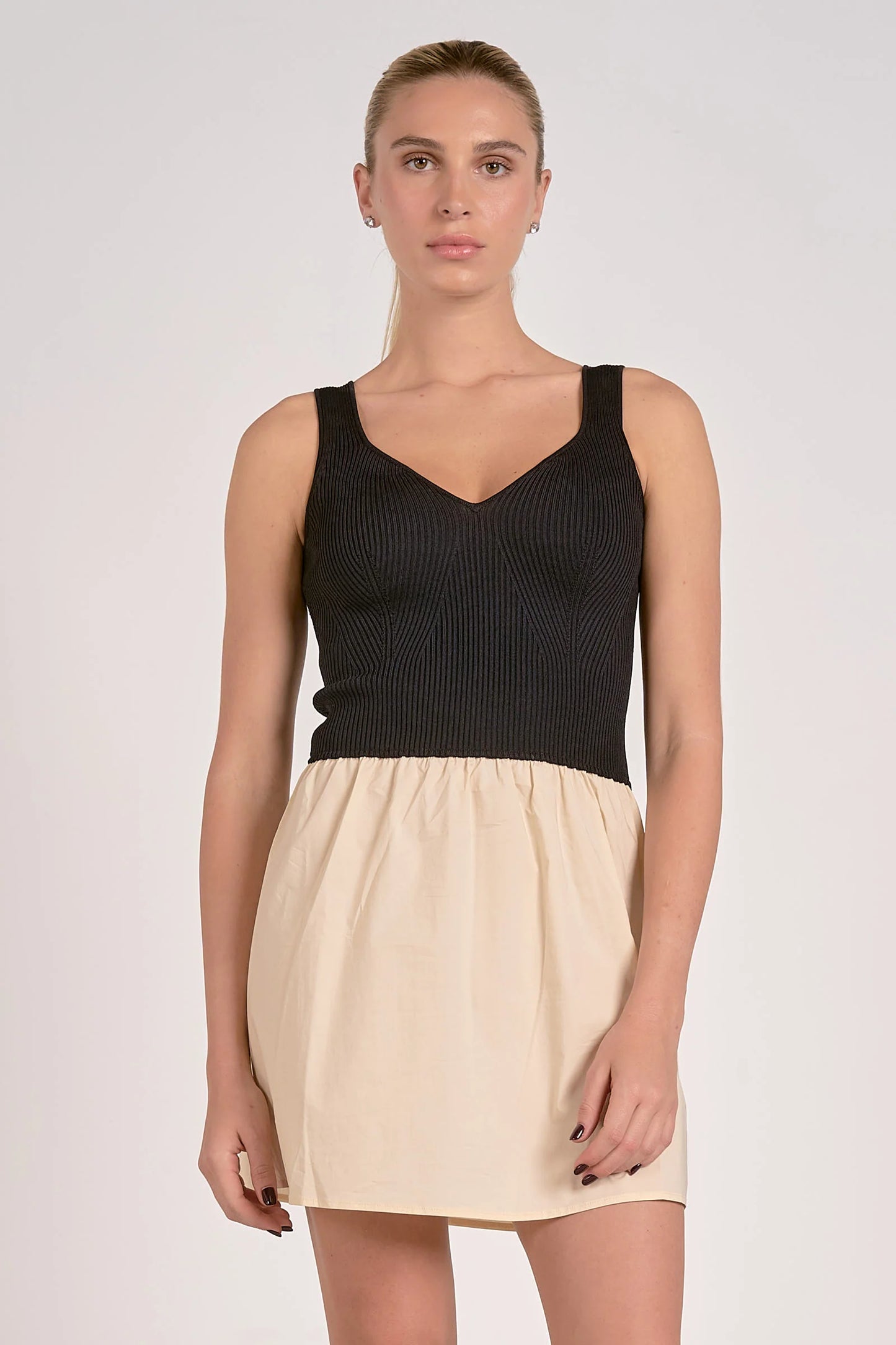 SHORT MIXED MEDIA DRESS