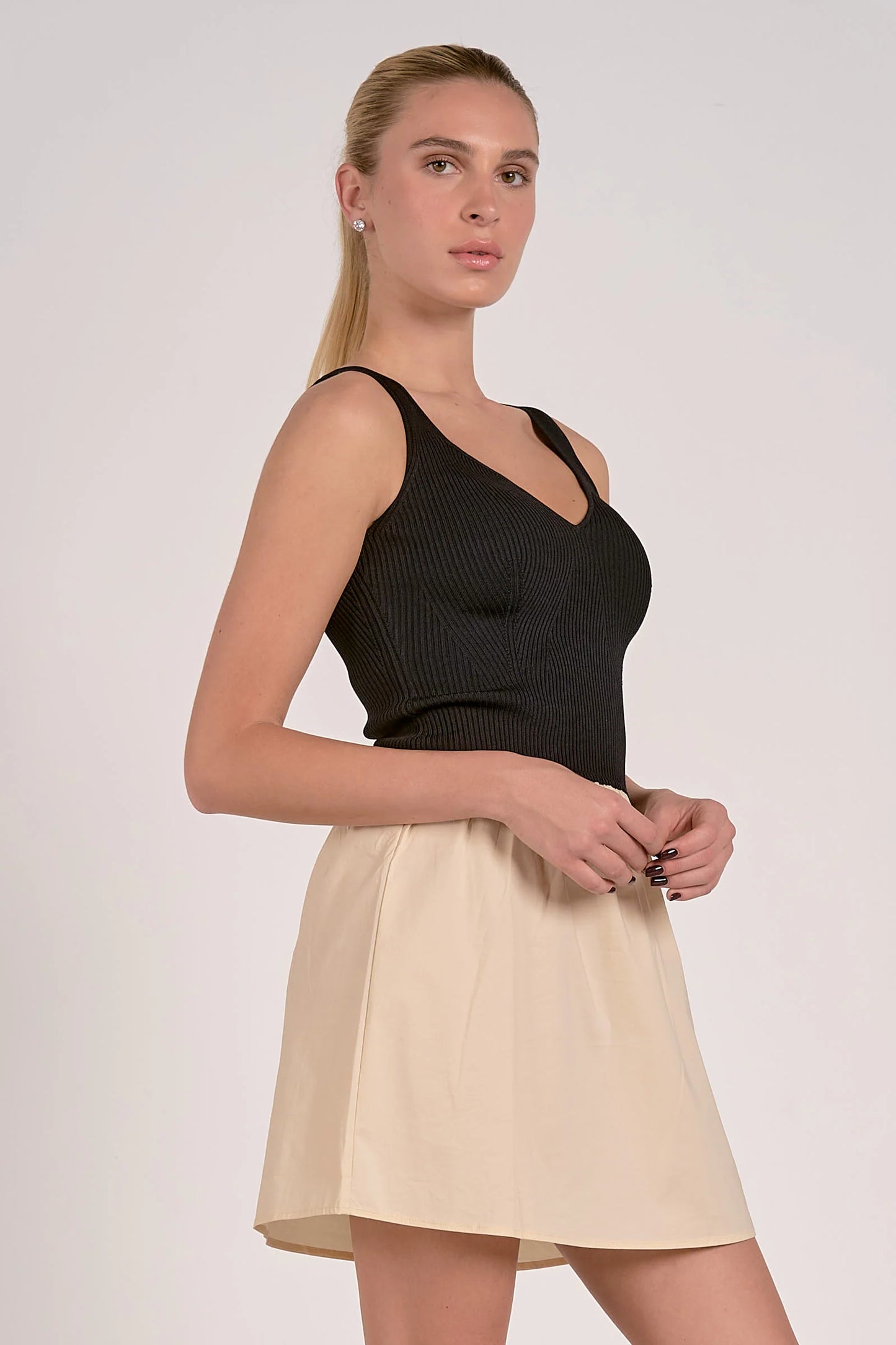 SHORT MIXED MEDIA DRESS