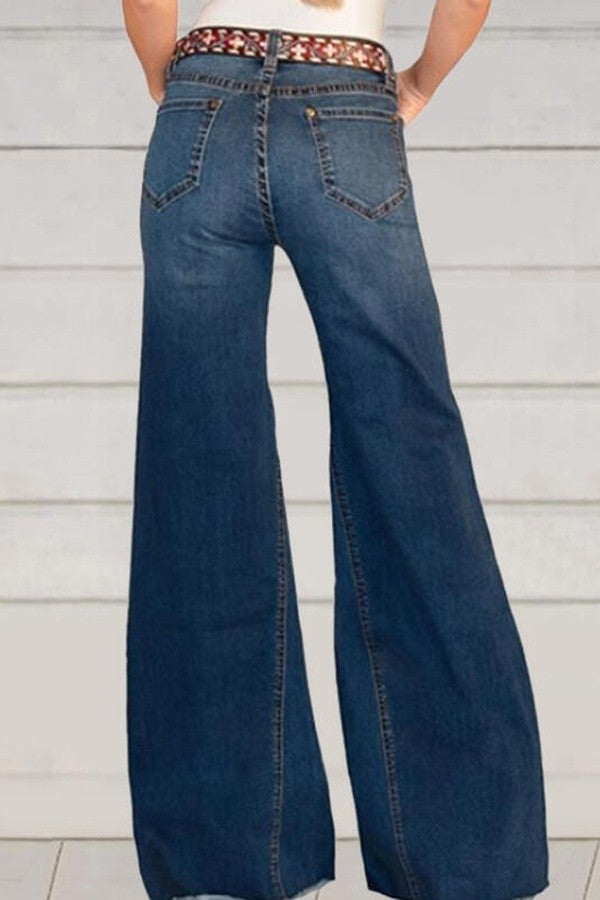 HIGH-WAISTED SLIM FIT WIDE LEG JEANS