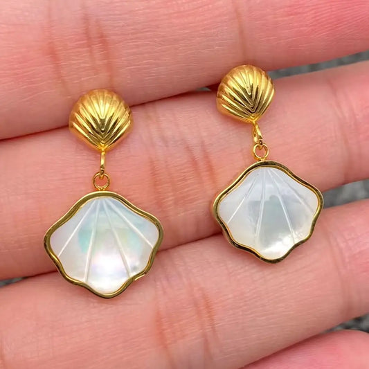 MOONSTONE SHELL EARRINGS