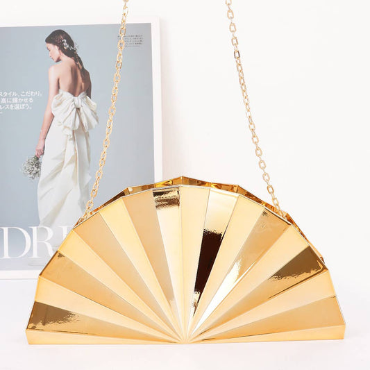 Metallic Fan Acrylic Party Clutch