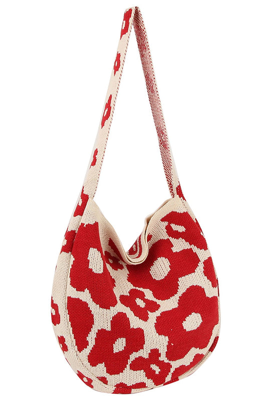 CROCHET KNITTED FLOWER SHOULDER BAG