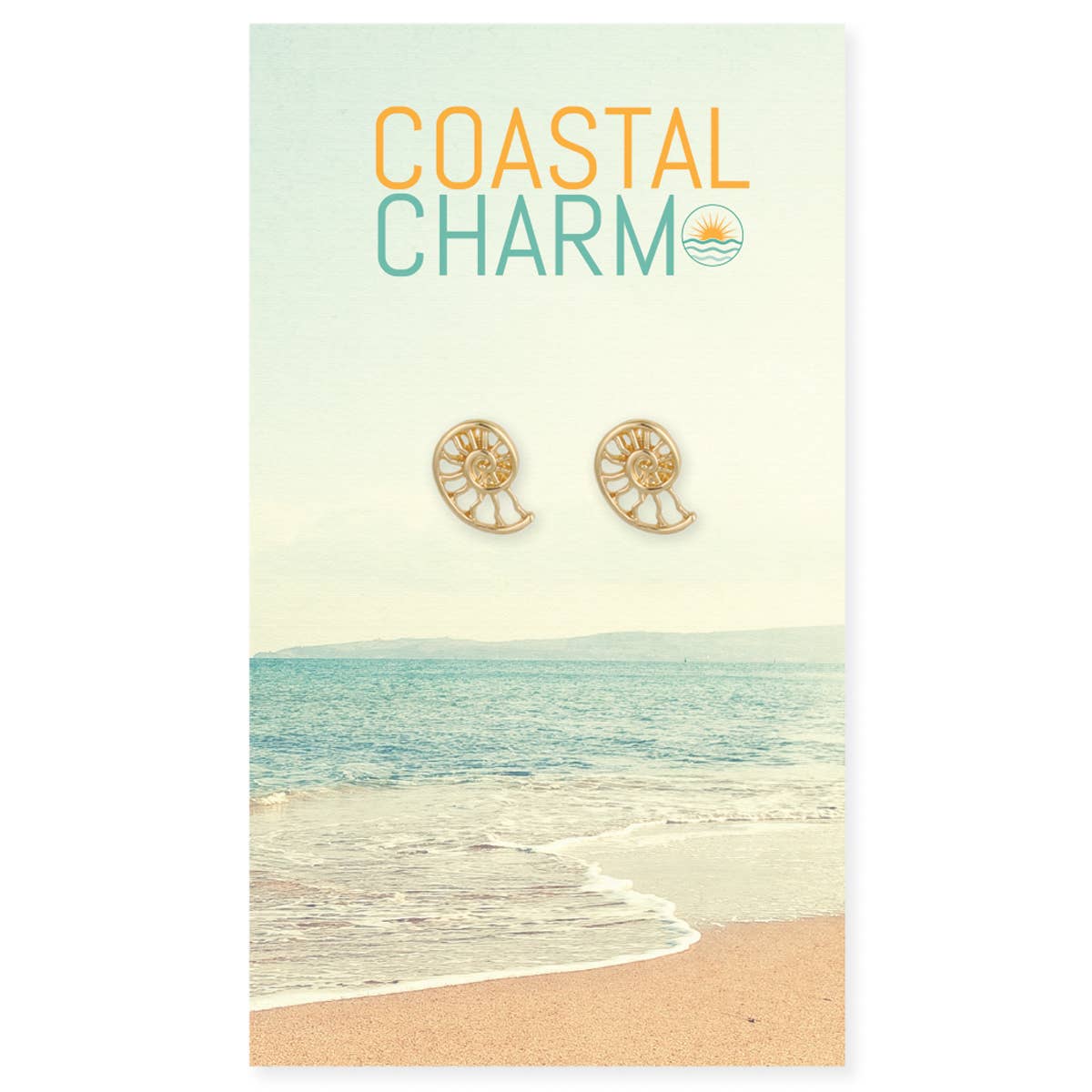 Coastal Charm Gold Nautilus Shell Post Earrings