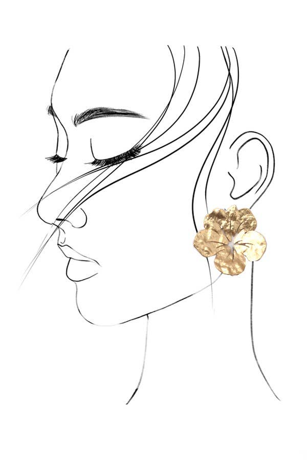 LARGE HAMMARD MATTE FLOWER EARRINGS