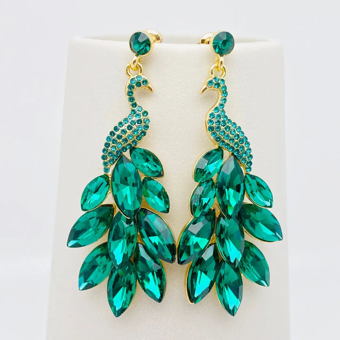 GREEN PEACOCK EARRINGS