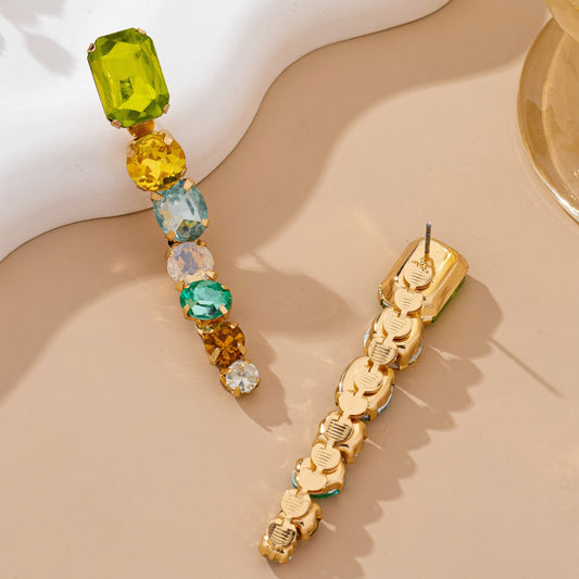 Rainbow Gem Drop Linear Earrings