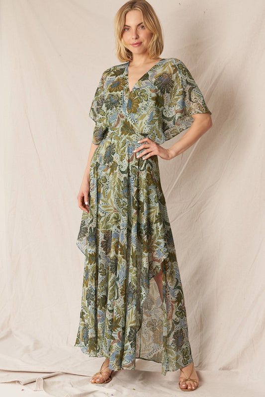 GREEN ENVY FLORAL DRESS