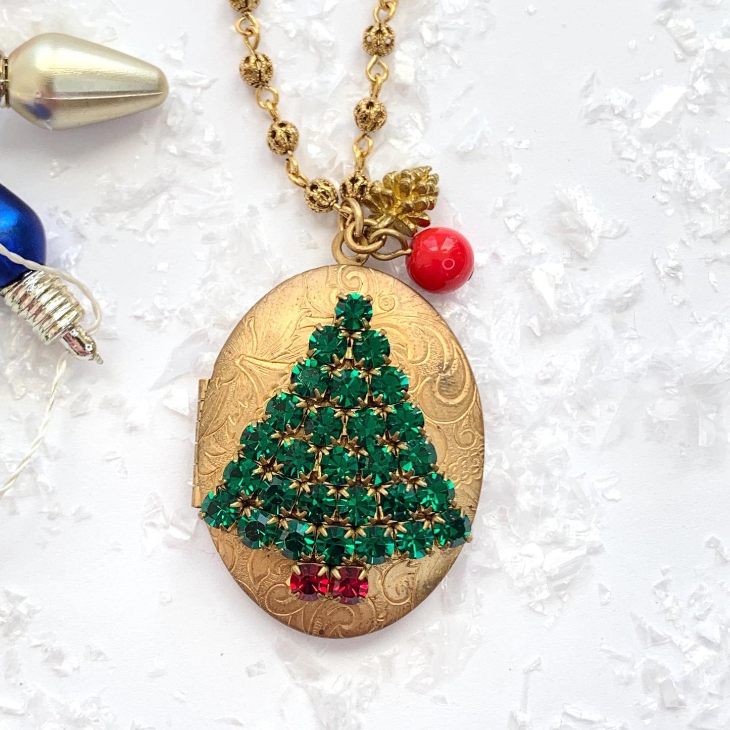 CHRISTMAS TREE LOCKET NECKLACE