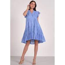 LUCILLE'S BUTTON DOWN RUFFLE MINI DRESS