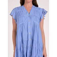 LUCILLE'S BUTTON DOWN RUFFLE MINI DRESS