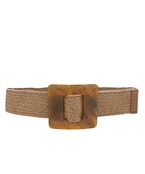 FAUX HORN WOVEN SQUARE BUCKLE BELT