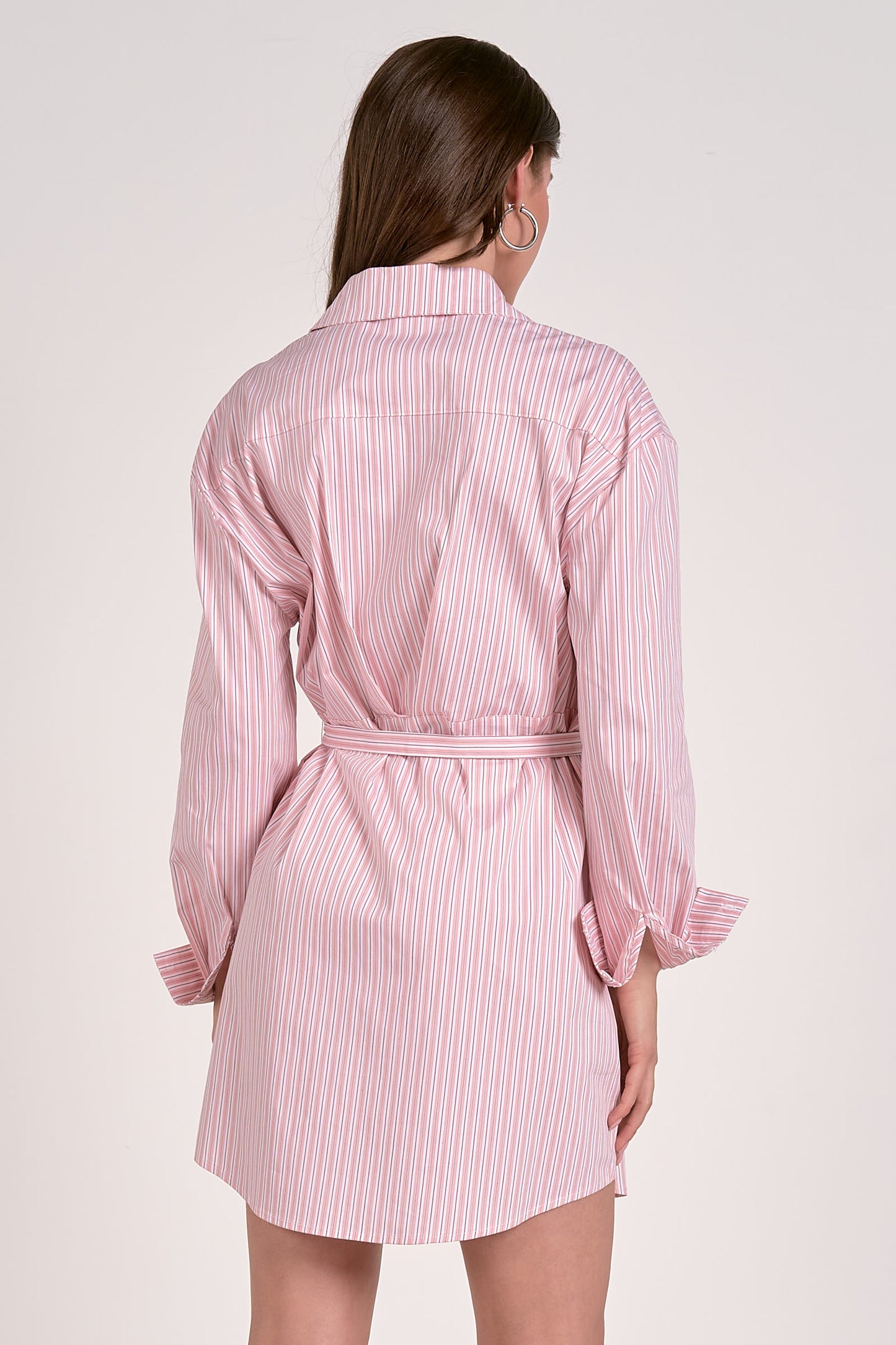 SERENA'S MELON STRIPE BUTTON DRESS