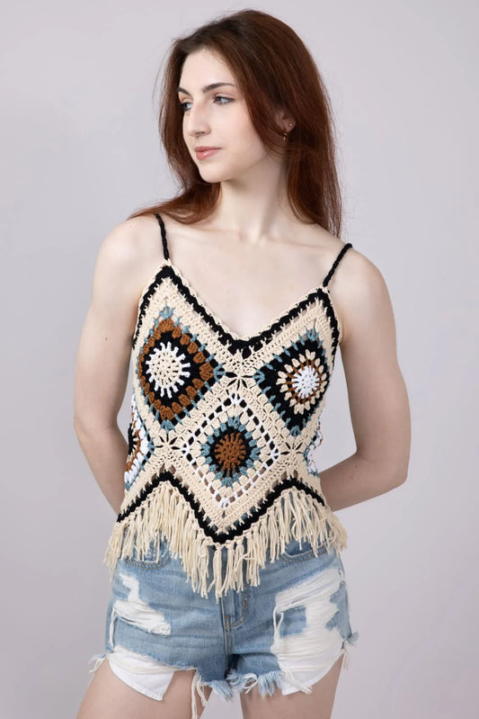 ANDREA'S CROCHET FRINGE TANK TOP
