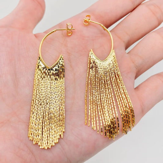 GOLD CHAIN TASSEL EARRINGS
