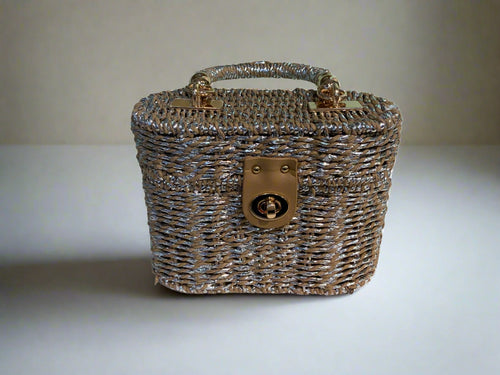 WOVEN COTTON BASKET BAG