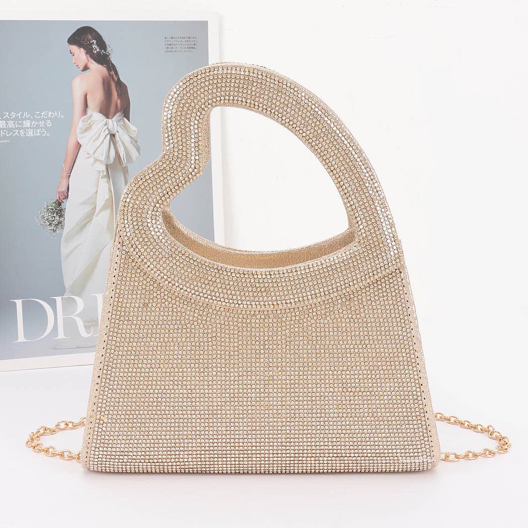 Heart Handle Rhinestone Clutch