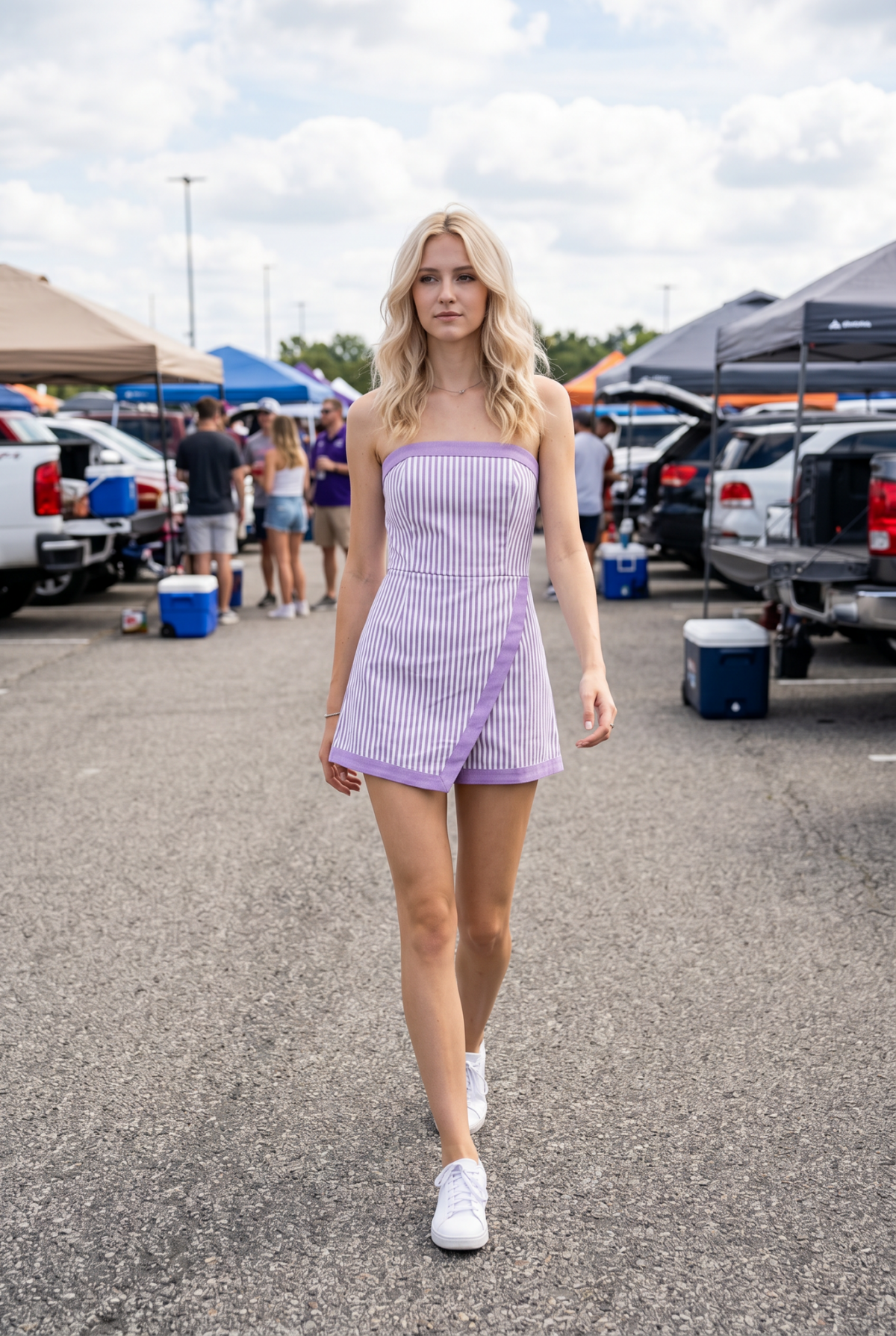 RA RA STRIPE ROMPER WITH SKORT