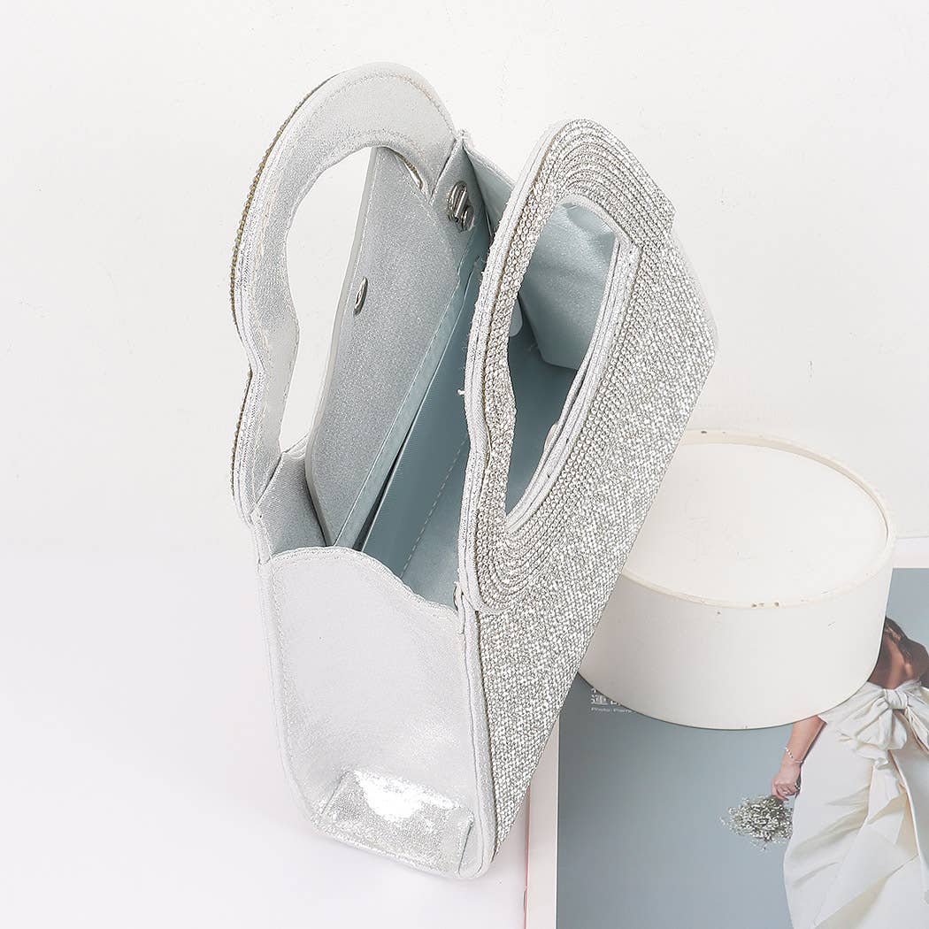 Heart Handle Rhinestone Clutch