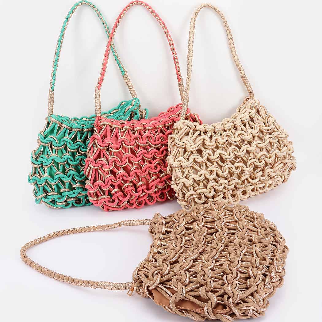 Handmade Metallic and Cotton Braided Handbag