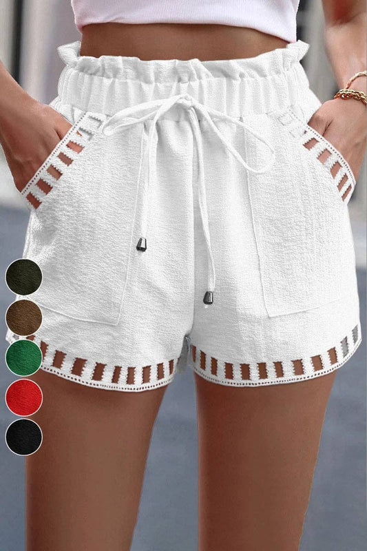 Laser Cut Stylish Drawstring Casual Shorts