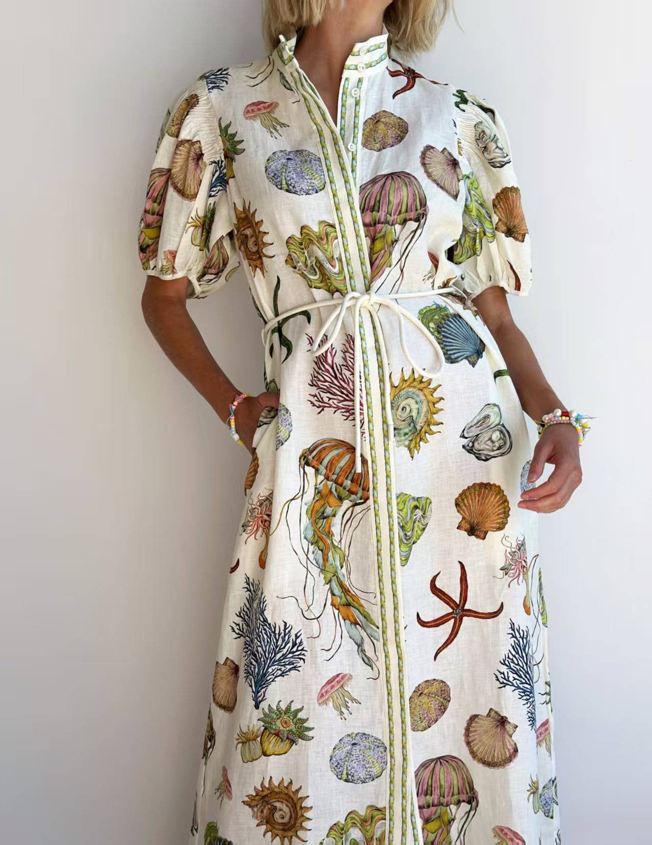 Seashell and Jellyfish Print Dress